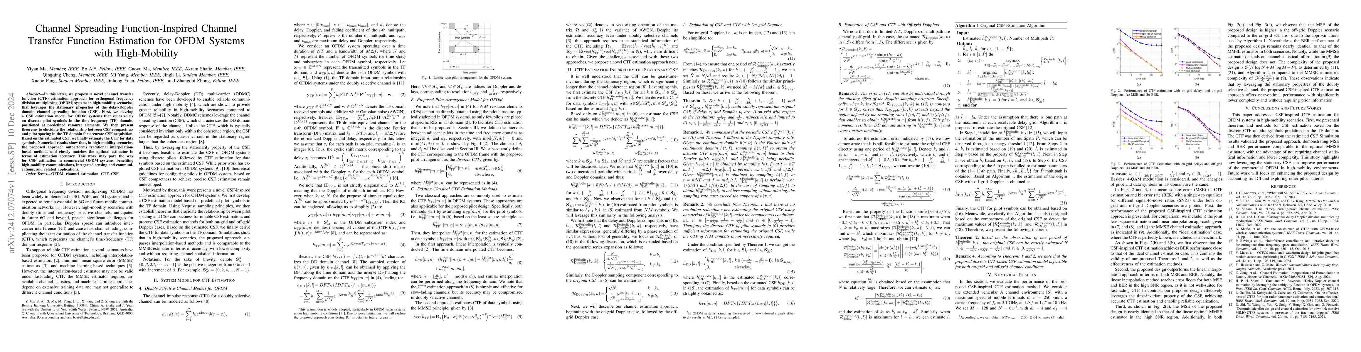 Thumbnail for Channel Spreading Function-Inspired Channel Transfer Function Estimation
  for OFDM Systems with High-Mobility