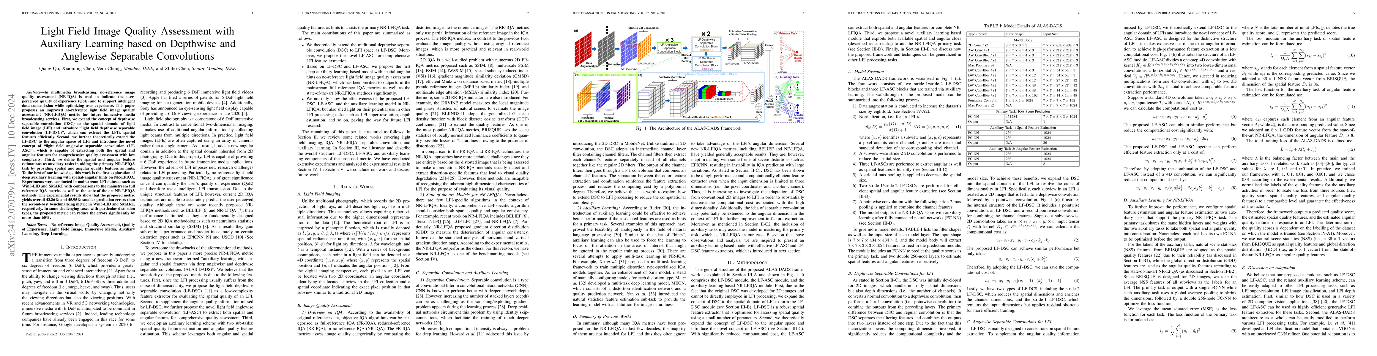 Thumbnail for Light Field Image Quality Assessment With Auxiliary Learning Based on
  Depthwise and Anglewise Separable Convolutions