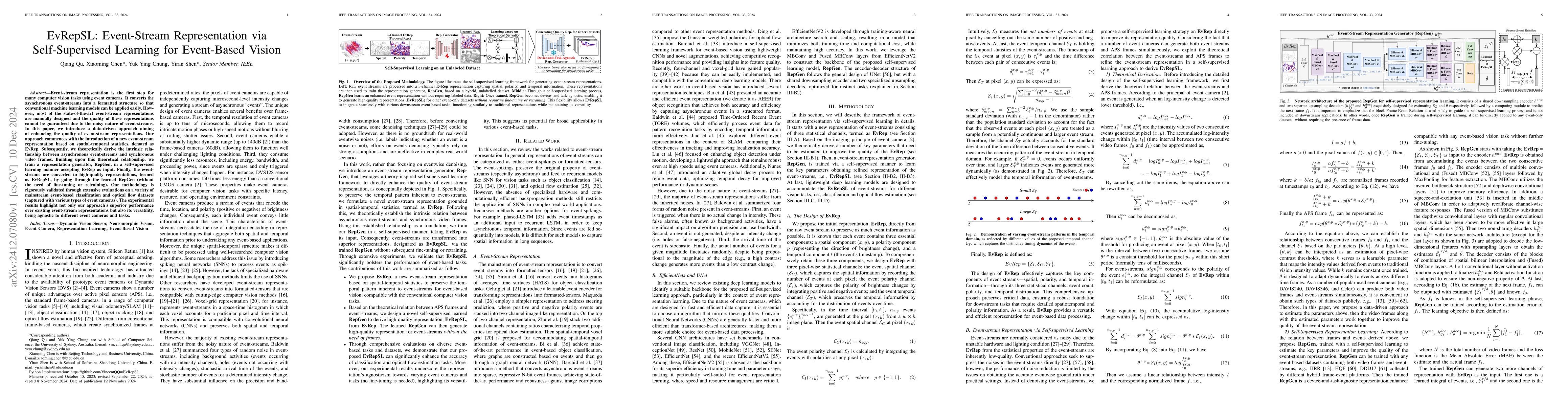 Thumbnail for EvRepSL: Event-Stream Representation via Self-Supervised Learning for
  Event-Based Vision