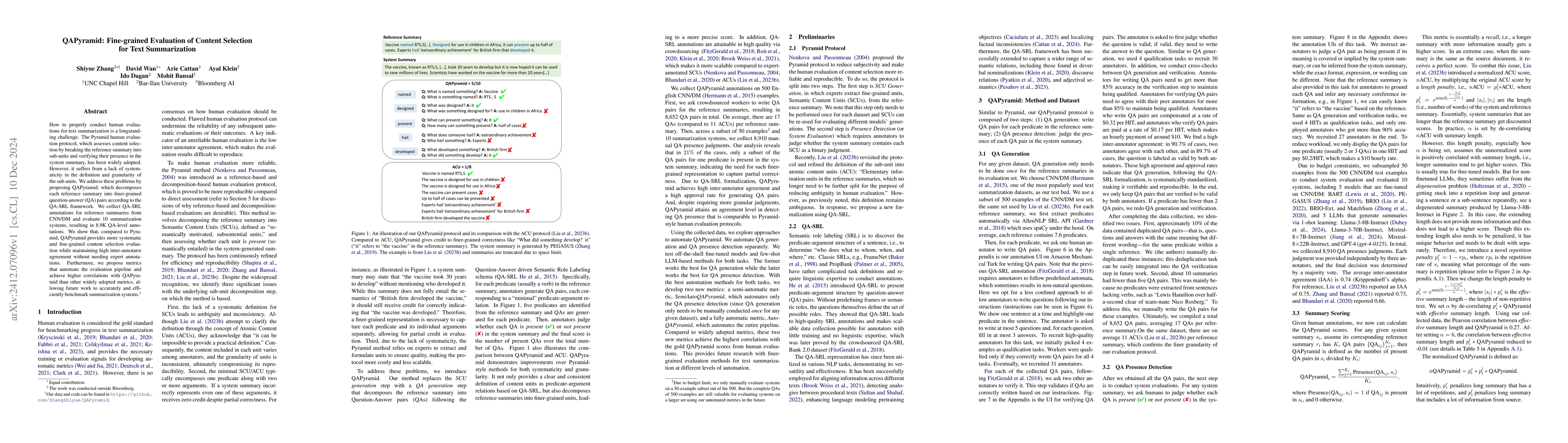 Thumbnail for QAPyramid: Fine-grained Evaluation of Content Selection for Text
  Summarization