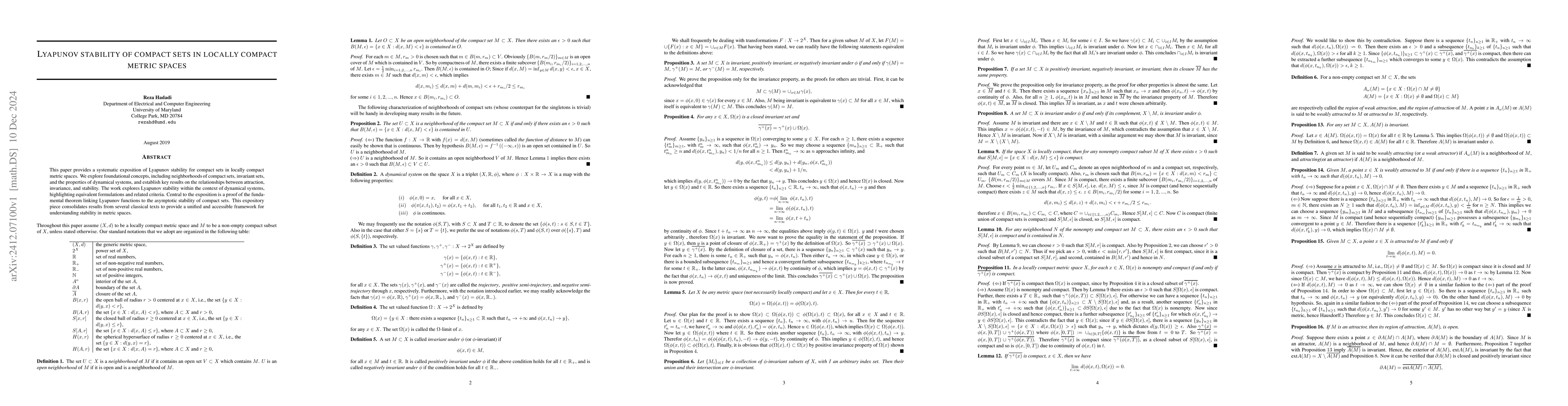 Thumbnail for Lyapunov stability of compact sets in locally compact metric spaces
