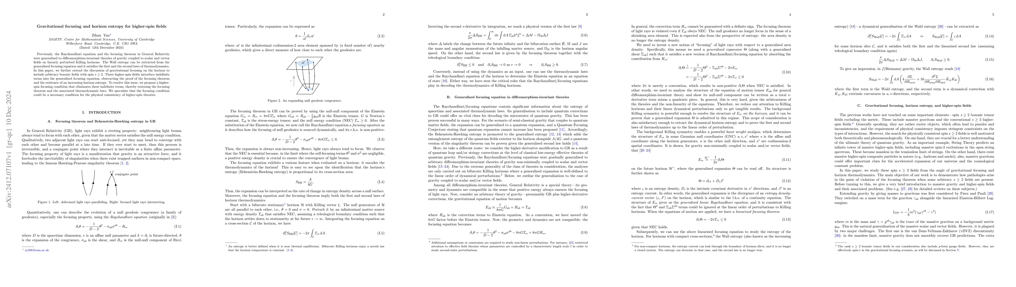Thumbnail for Gravitational focusing and horizon entropy for higher-spin fields