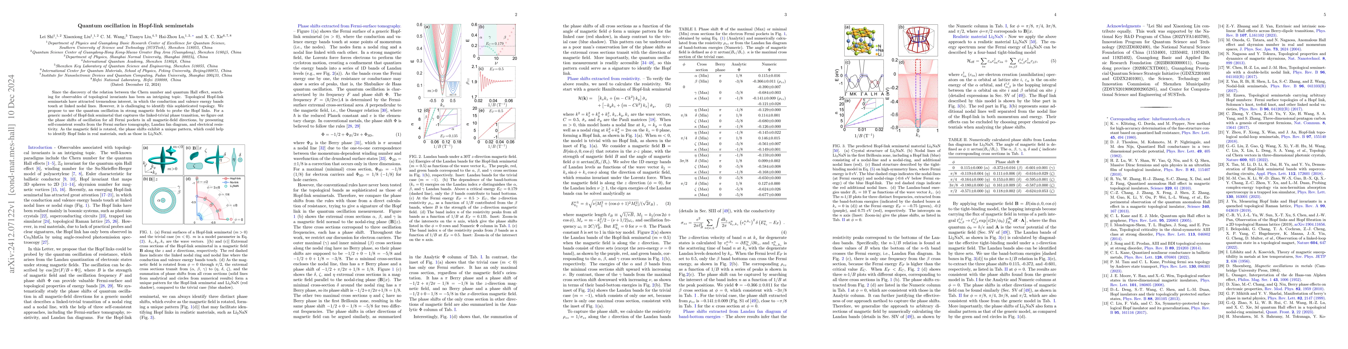 Thumbnail for Quantum oscillation in Hopf-link semimetals