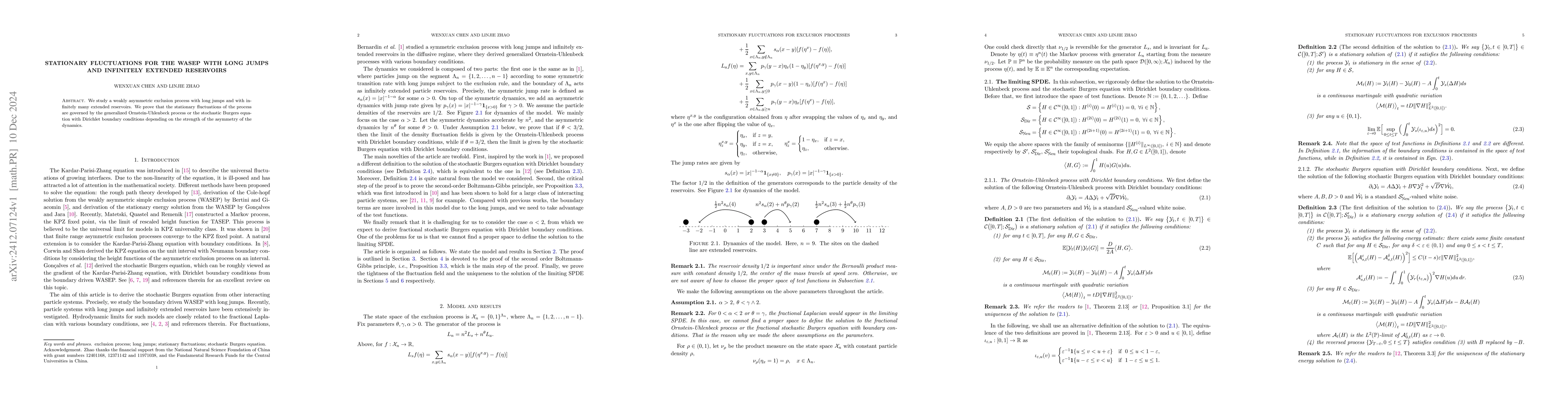 Thumbnail for Stationary fluctuations for the WASEP with long jumps and infinitely
  extended reservoirs