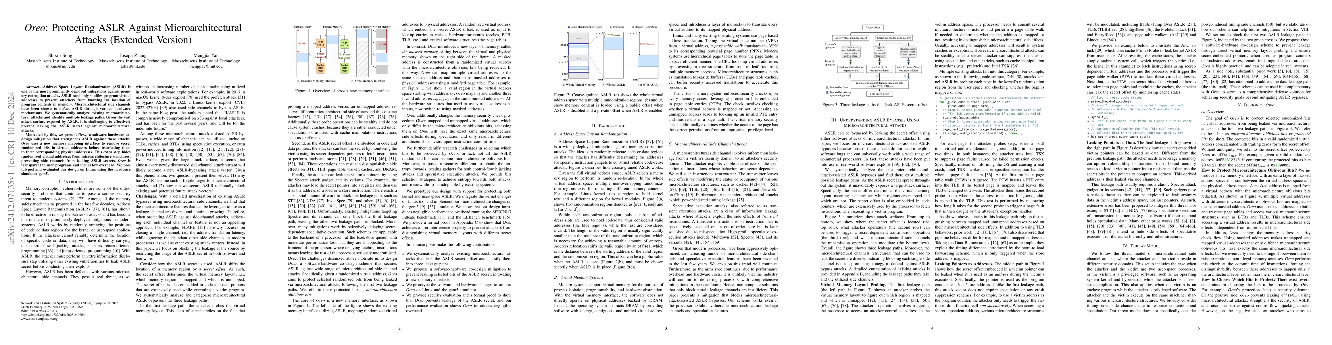 Thumbnail for Oreo: Protecting ASLR Against Microarchitectural Attacks (Extended
  Version)