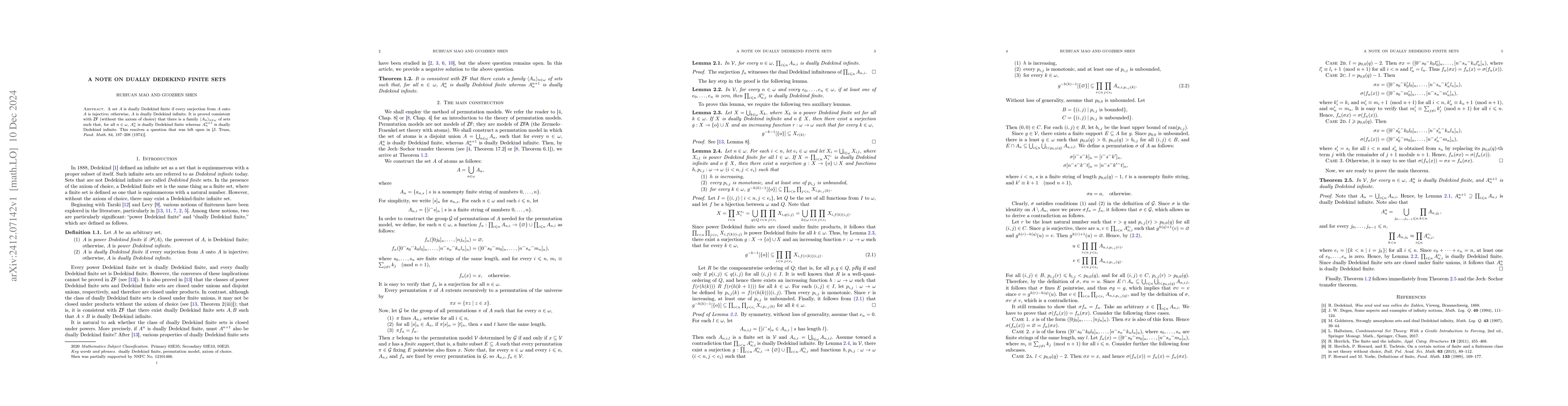 Thumbnail for A note on dually Dedekind finite sets