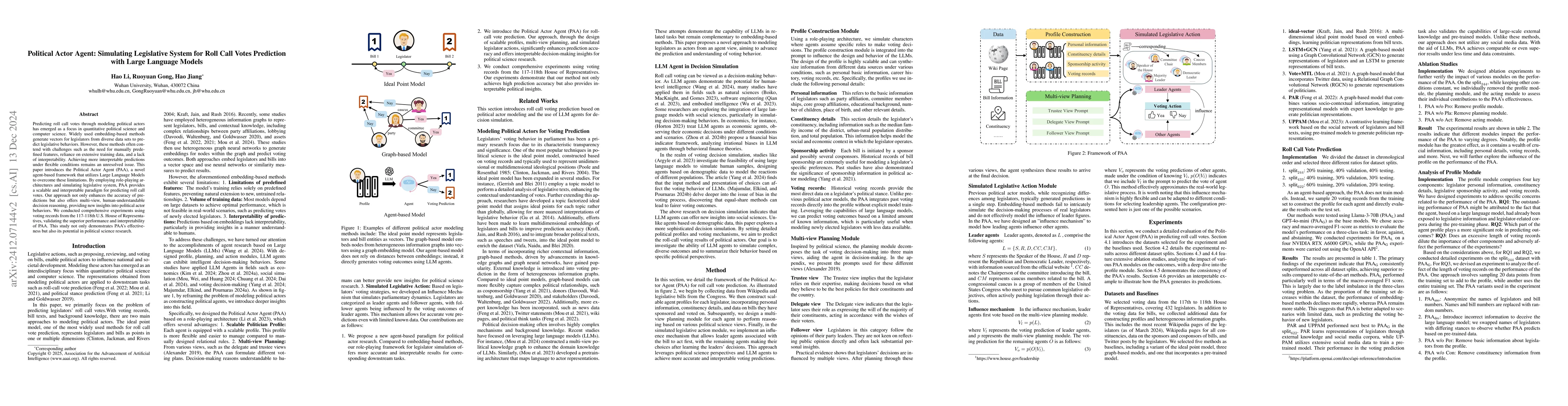 Thumbnail for Political Actor Agent: Simulating Legislative System for Roll Call Votes
  Prediction with Large Language Models