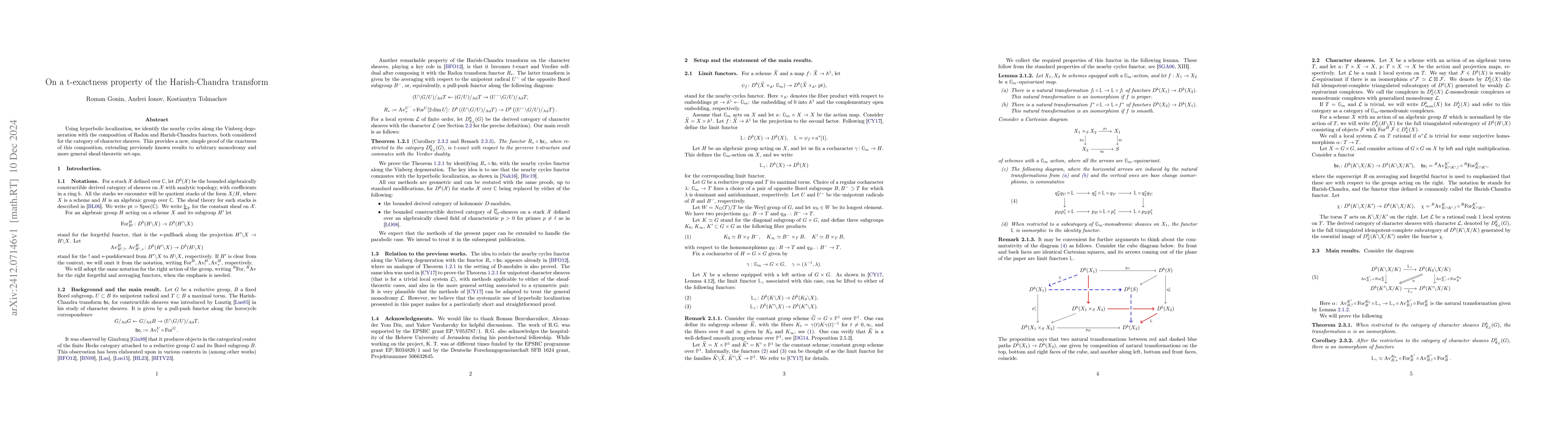 Thumbnail for On a t-exactness property of the Harish-Chandra transform