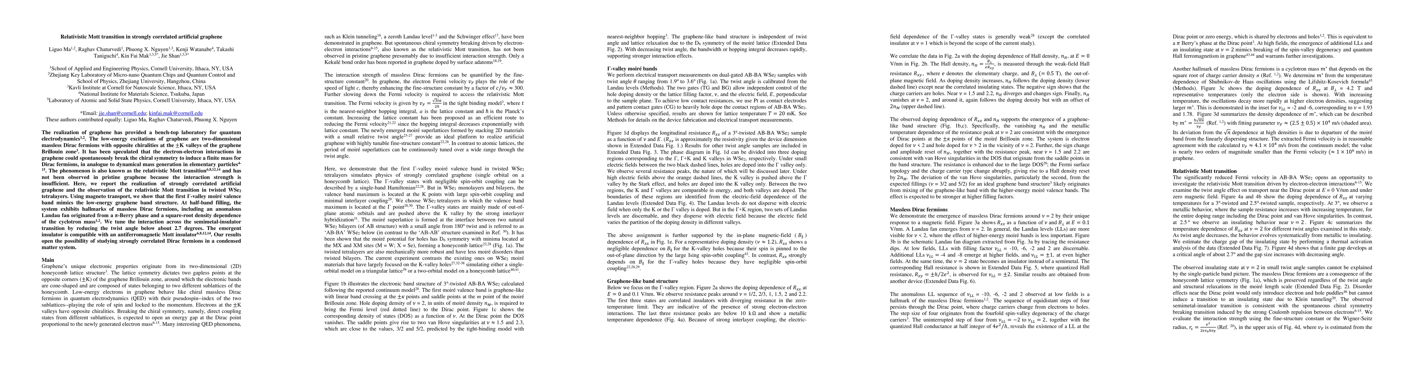 Thumbnail for Relativistic Mott transition in strongly correlated artificial graphene