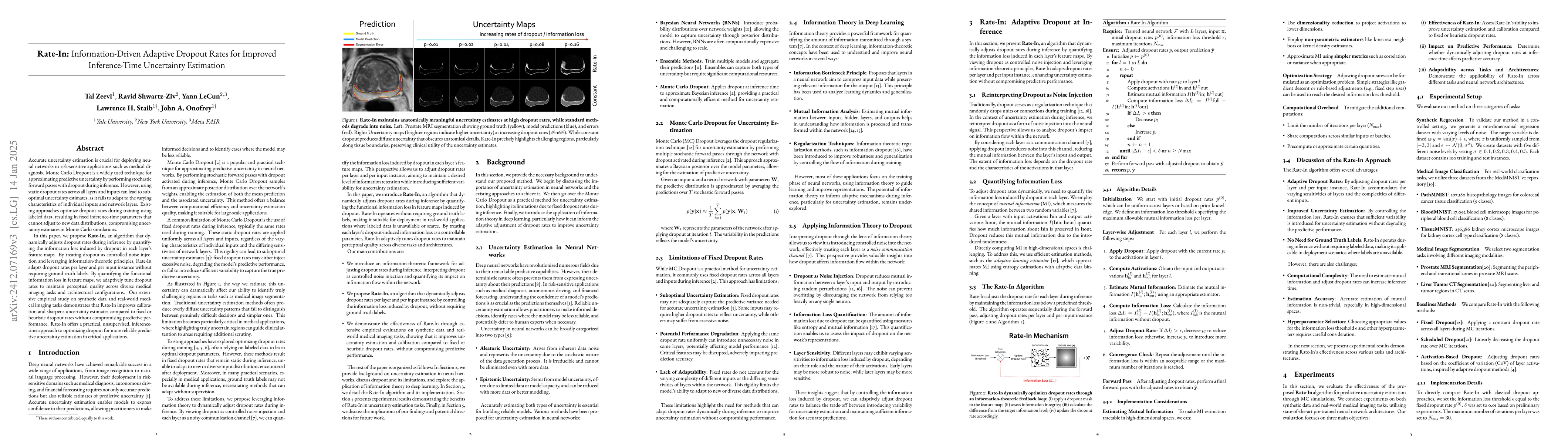 Thumbnail for Rate-In: Information-Driven Adaptive Dropout Rates for Improved
  Inference-Time Uncertainty Estimation