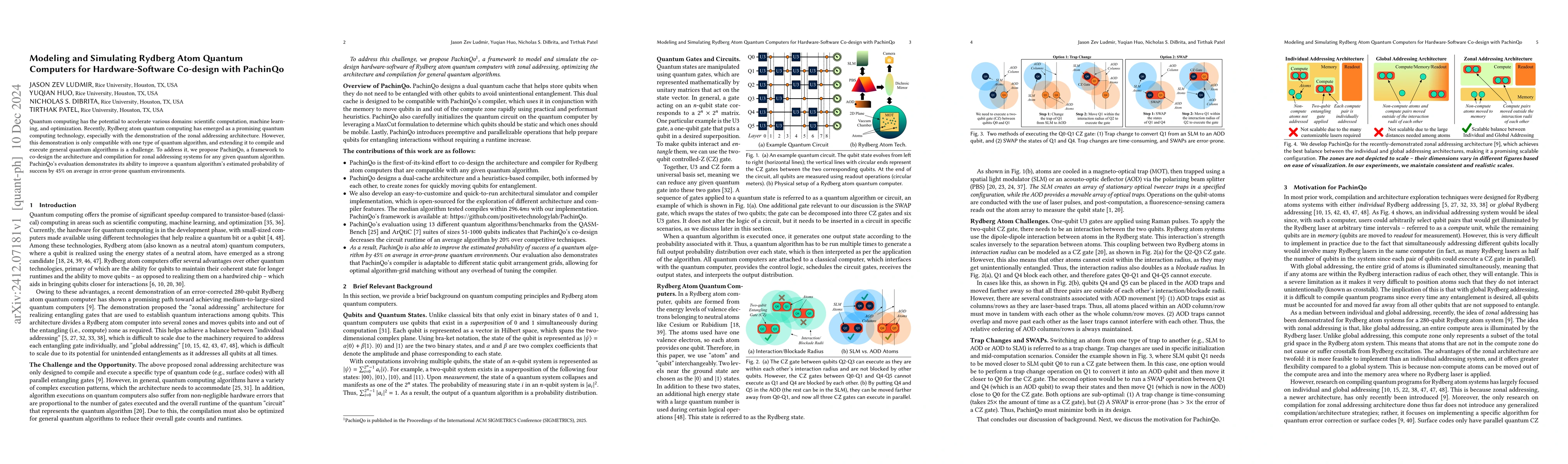 Thumbnail for Modeling and Simulating Rydberg Atom Quantum Computers for
  Hardware-Software Co-design with PachinQo