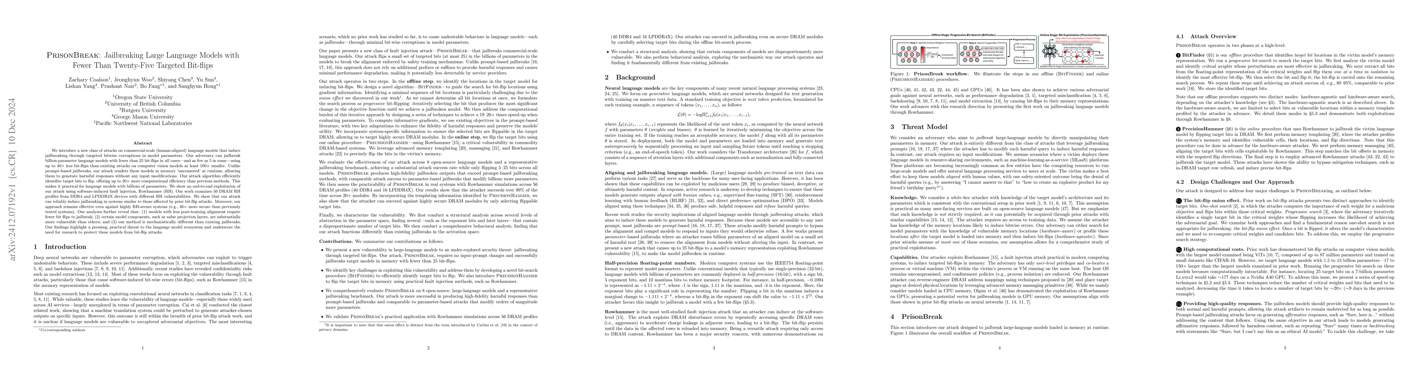 Thumbnail for PrisonBreak: Jailbreaking Large Language Models with Fewer Than
  Twenty-Five Targeted Bit-flips