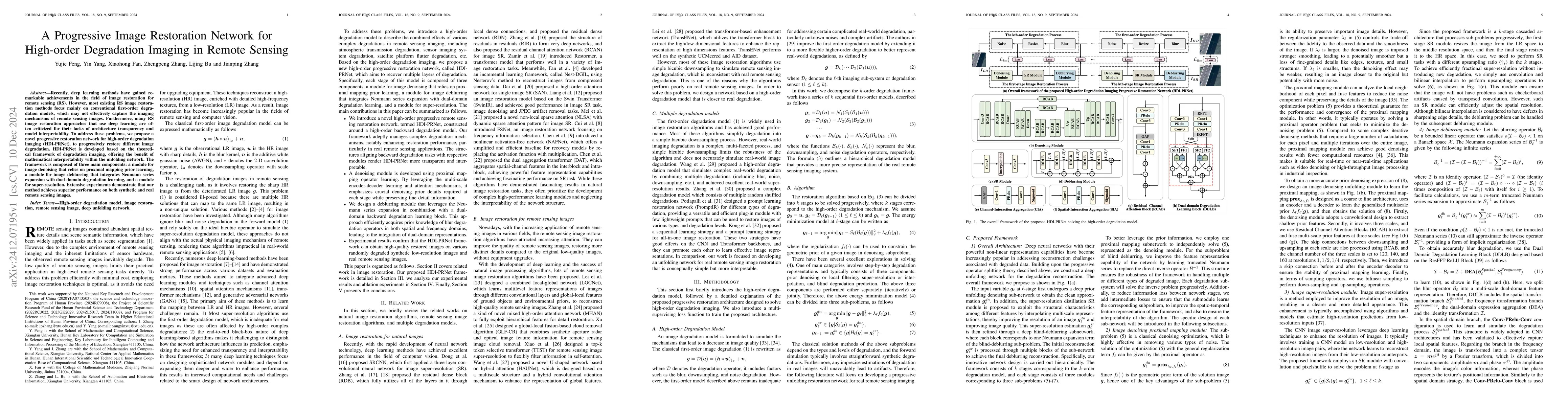 Thumbnail for A Progressive Image Restoration Network for High-order Degradation
  Imaging in Remote Sensing