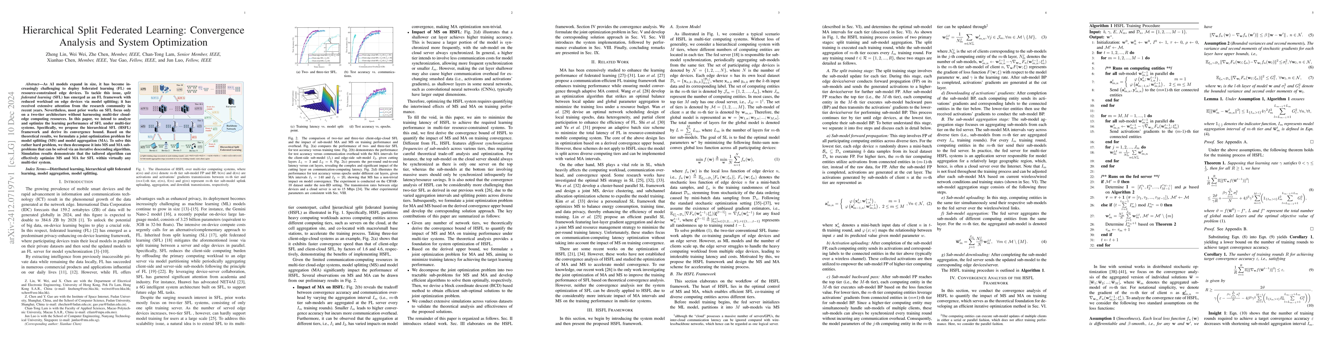 Thumbnail for Hierarchical Split Federated Learning: Convergence Analysis and System
  Optimization