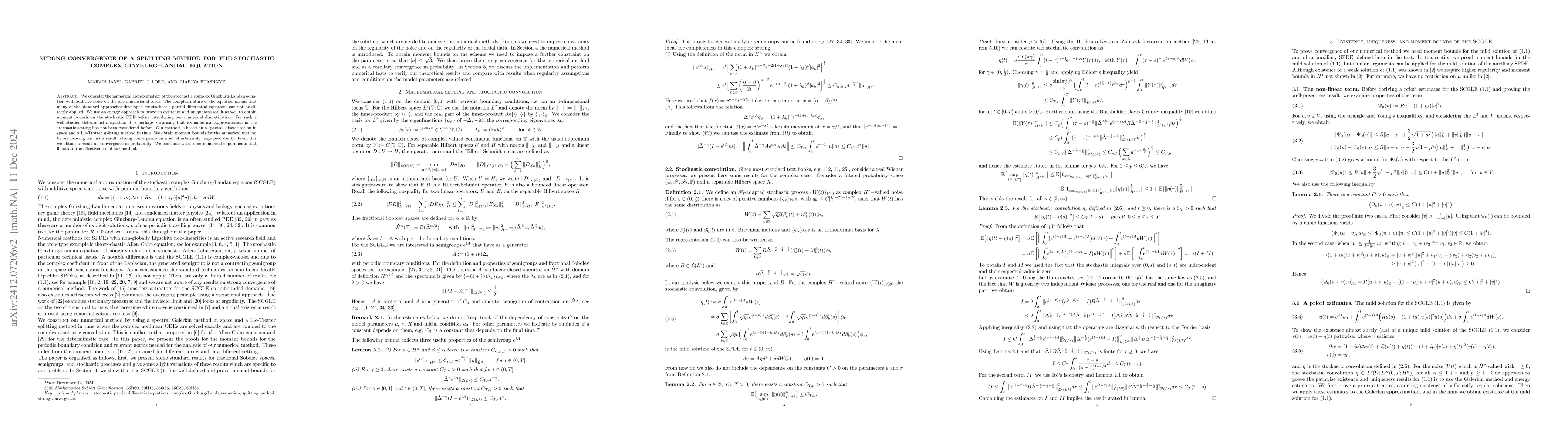Thumbnail for Strong Convergence of a Splitting Method for the Stochastic Complex
  Ginzburg-Landau Equation