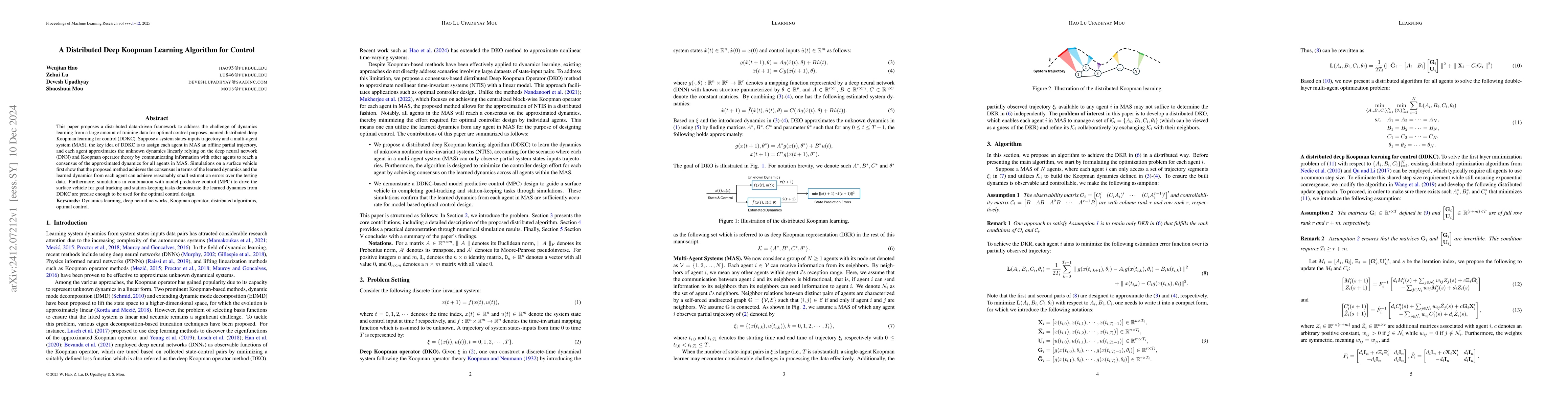 Thumbnail for A Distributed Deep Koopman Learning Algorithm for Control