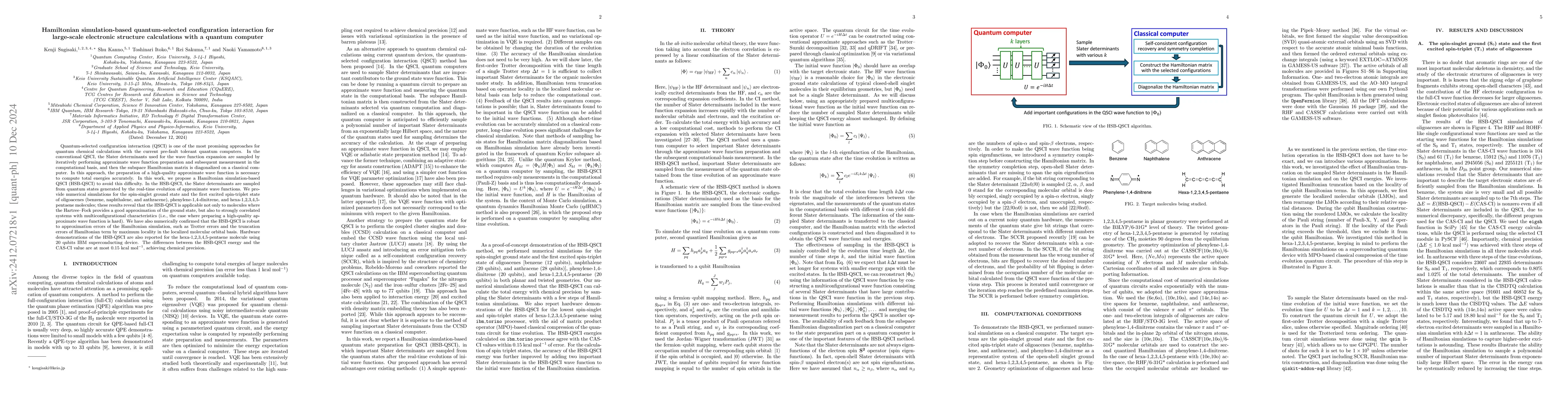 Thumbnail for Hamiltonian simulation-based quantum-selected configuration interaction
  for large-scale electronic structure calculations with a quantum computer