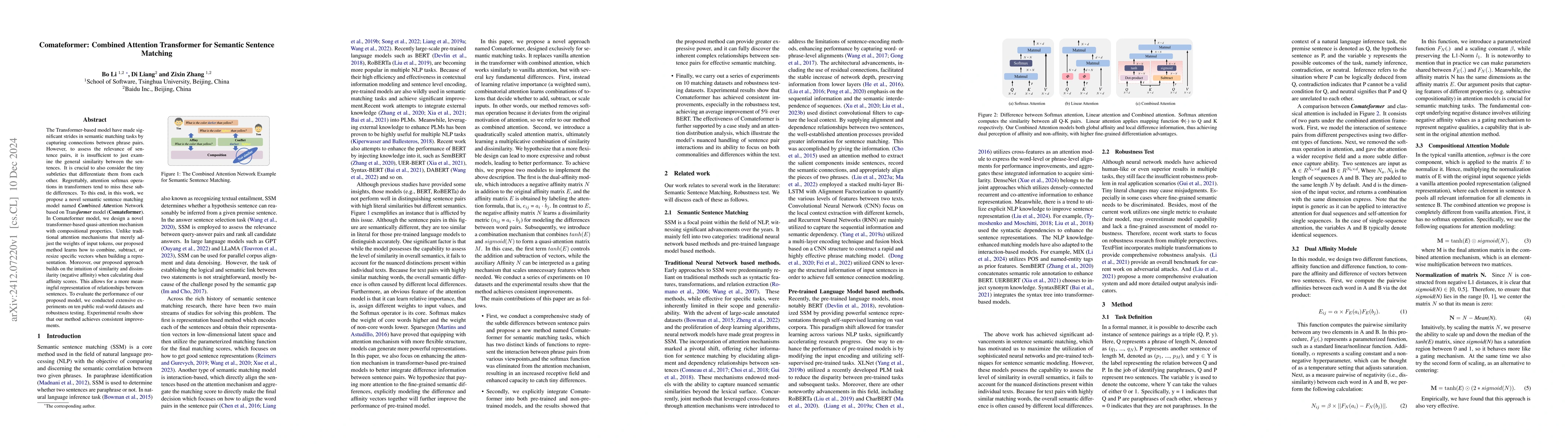 Thumbnail for Comateformer: Combined Attention Transformer for Semantic Sentence
  Matching