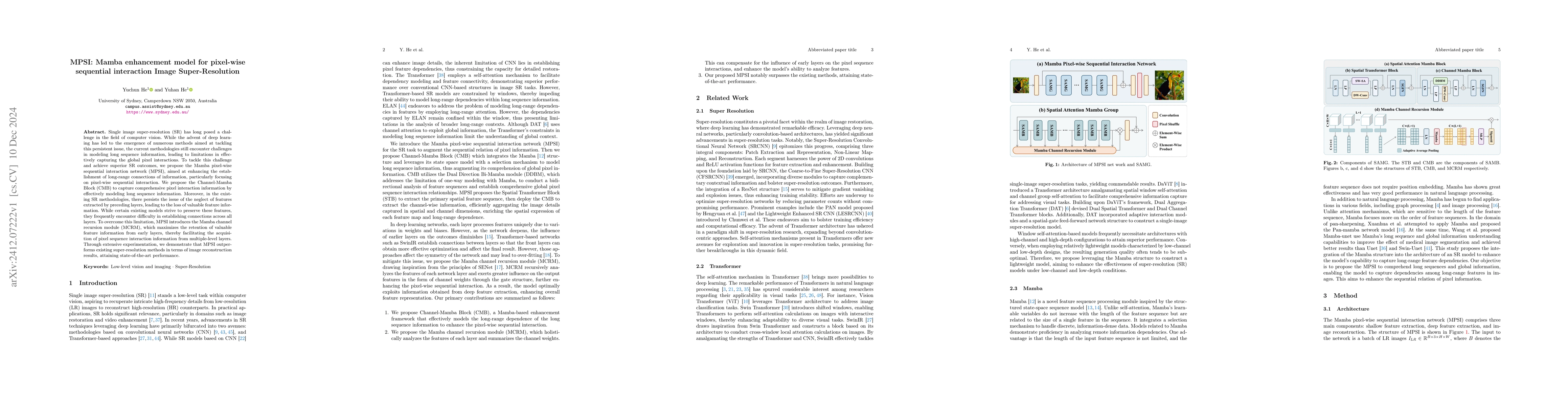 Thumbnail for MPSI: Mamba enhancement model for pixel-wise sequential interaction
  Image Super-Resolution