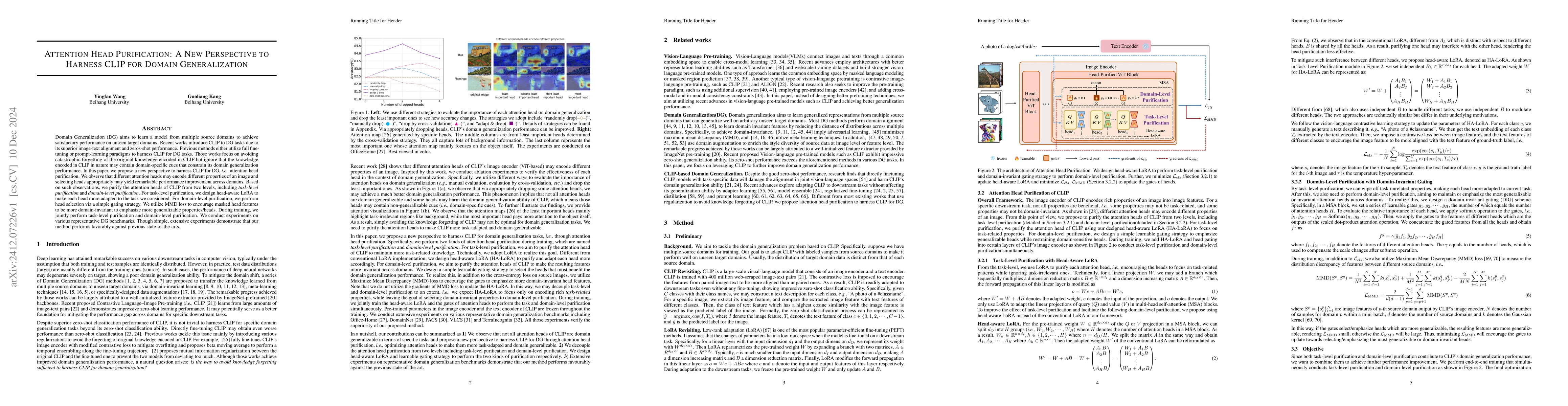 Thumbnail for Attention Head Purification: A New Perspective to Harness CLIP for
  Domain Generalization