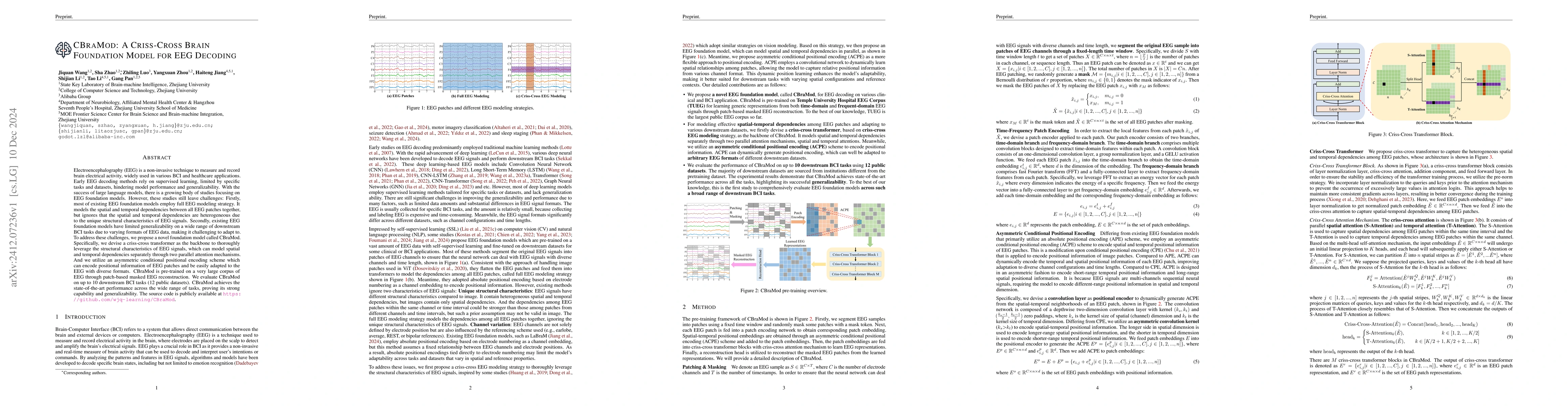 Thumbnail for CBraMod: A Criss-Cross Brain Foundation Model for EEG Decoding