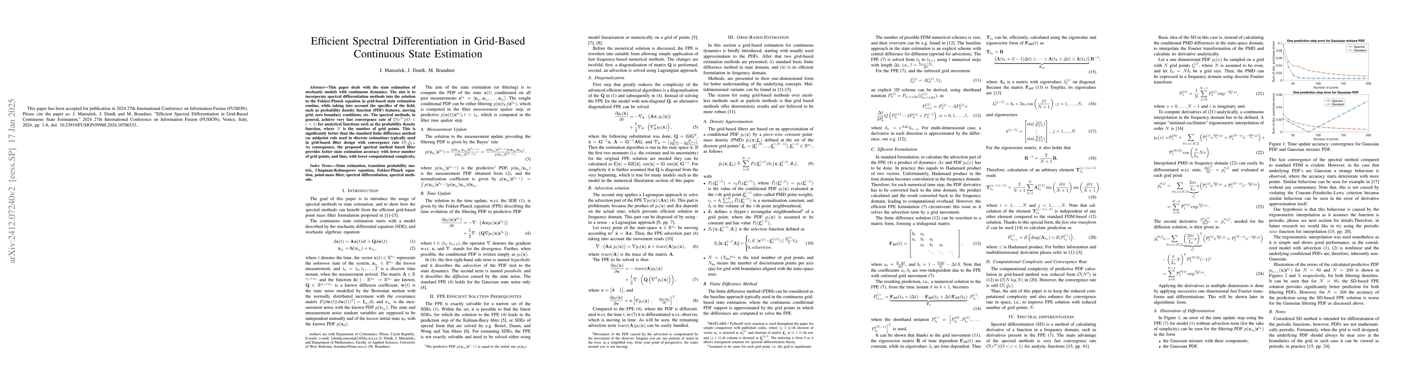 Thumbnail for Efficient Spectral Differentiation in Grid-Based Continuous State
  Estimation
