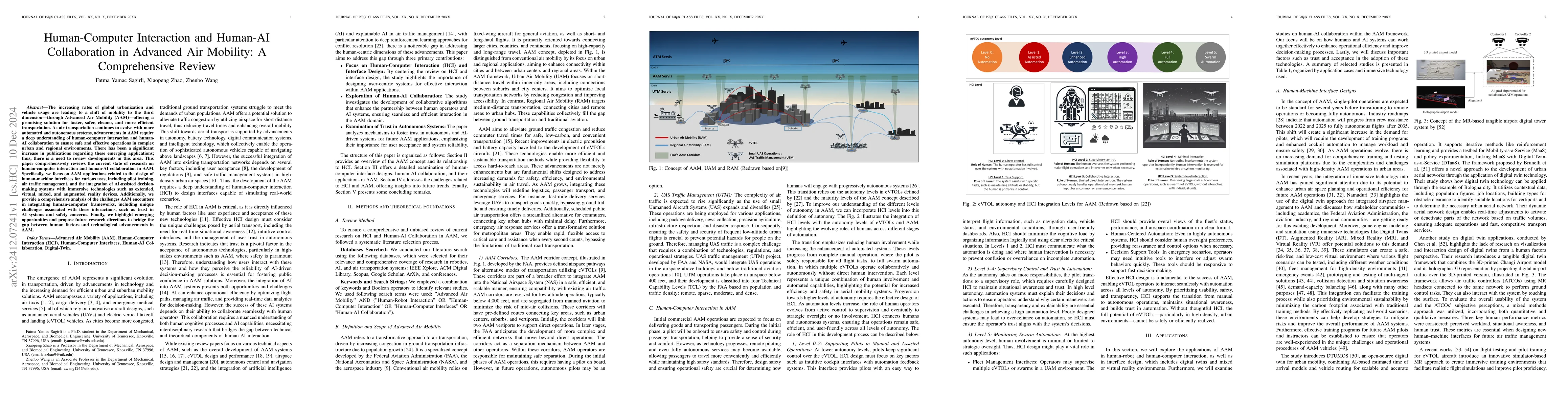 Thumbnail for Human-Computer Interaction and Human-AI Collaboration in Advanced Air
  Mobility: A Comprehensive Review