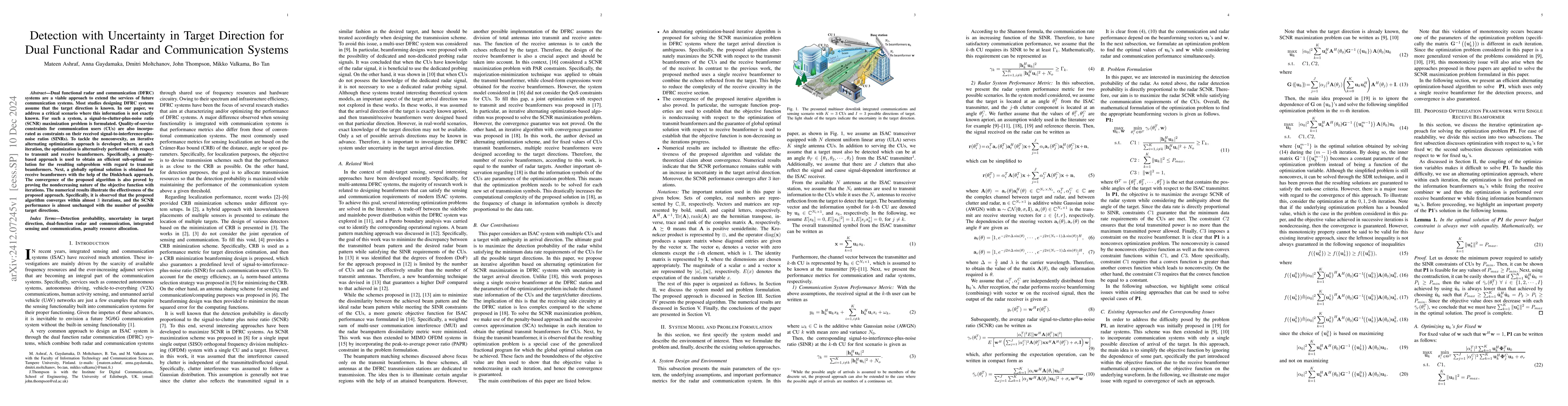 Thumbnail for Detection with Uncertainty in Target Direction for Dual Functional Radar
  and Communication Systems