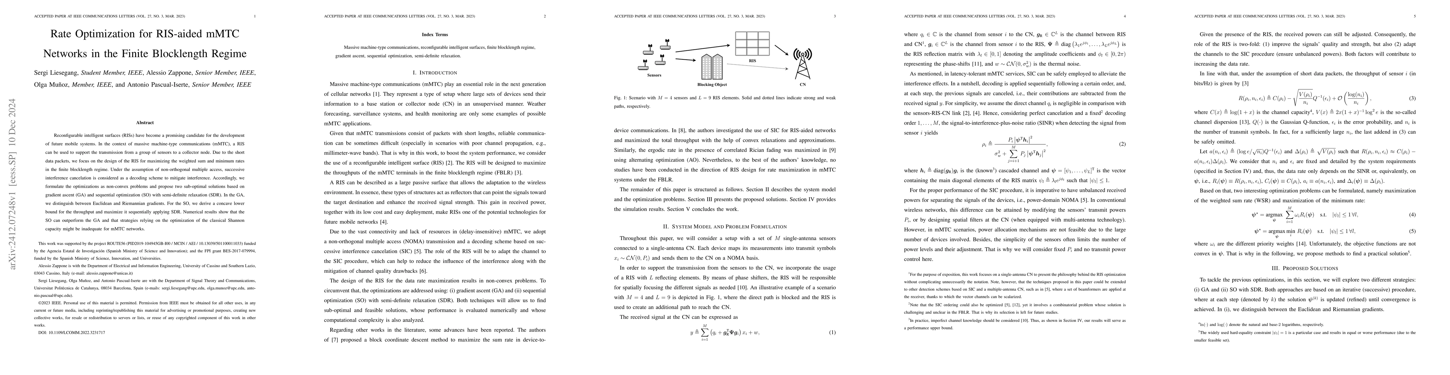 Thumbnail for Rate Optimization for RIS-Aided mMTC Networks in the Finite Blocklength
  Regime