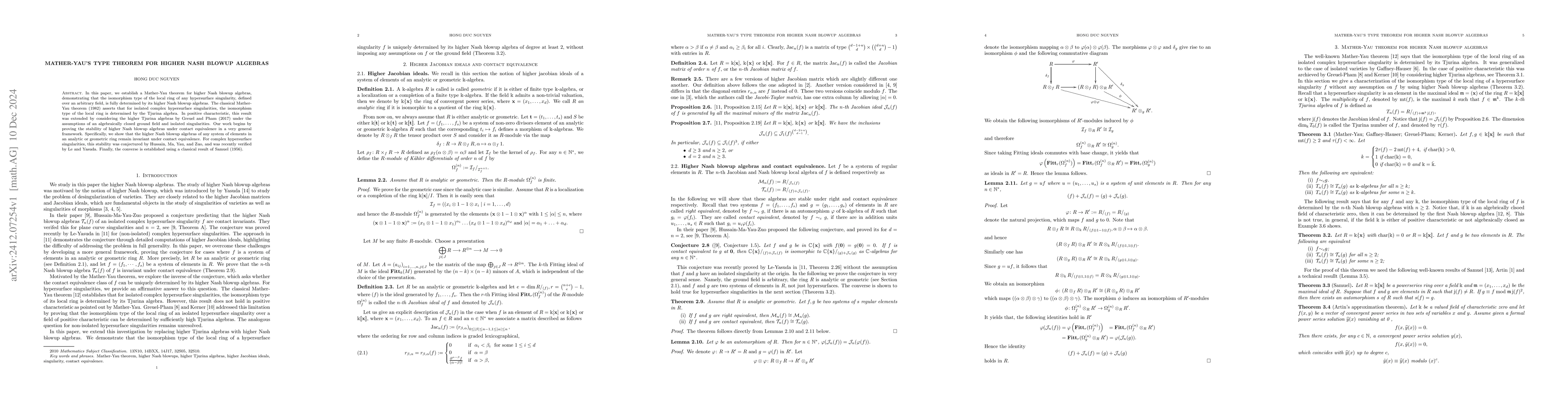 Thumbnail for Mather-Yau's type theorem for higher Nash blowup algebras