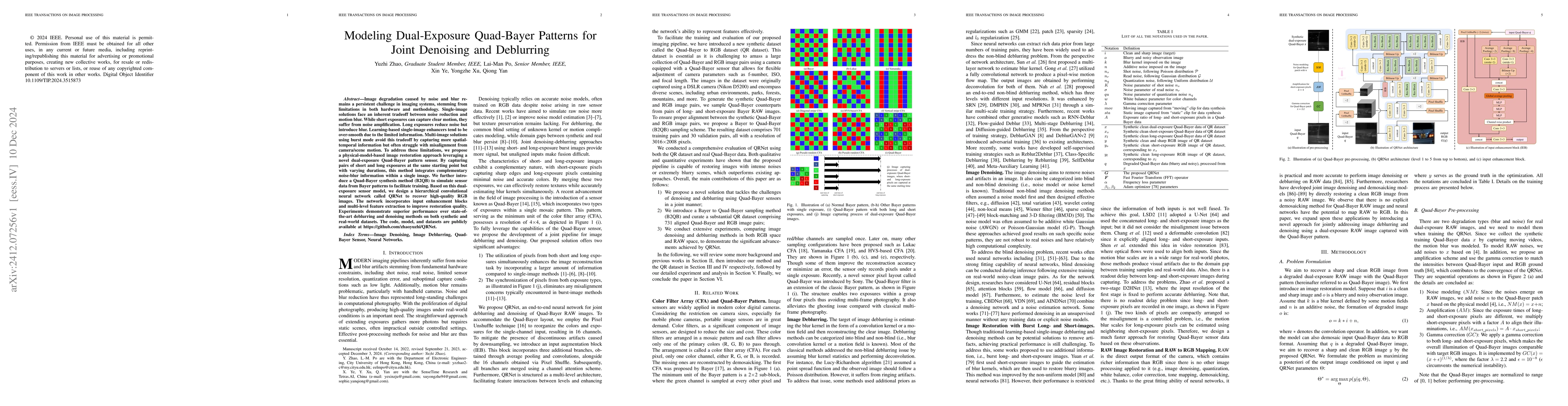 Thumbnail for Modeling Dual-Exposure Quad-Bayer Patterns for Joint Denoising and
  Deblurring