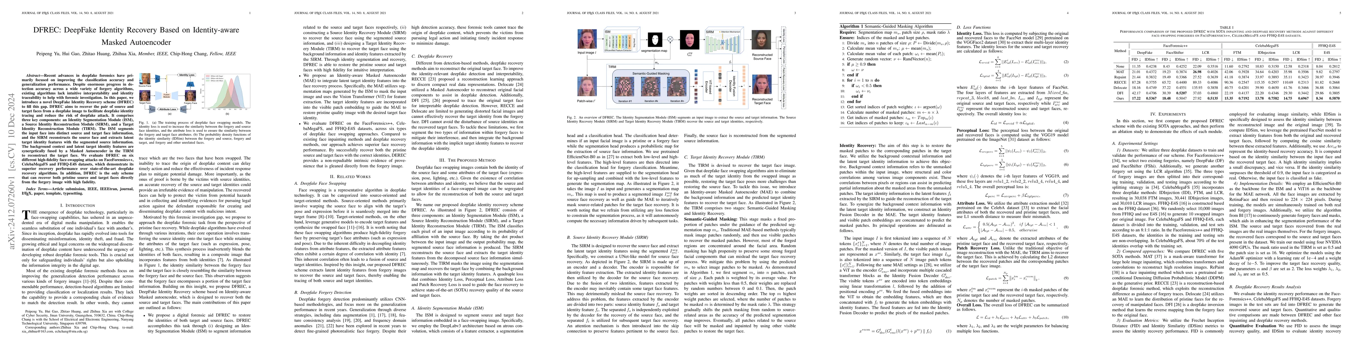 Thumbnail for DFREC: DeepFake Identity Recovery Based on Identity-aware Masked
  Autoencoder