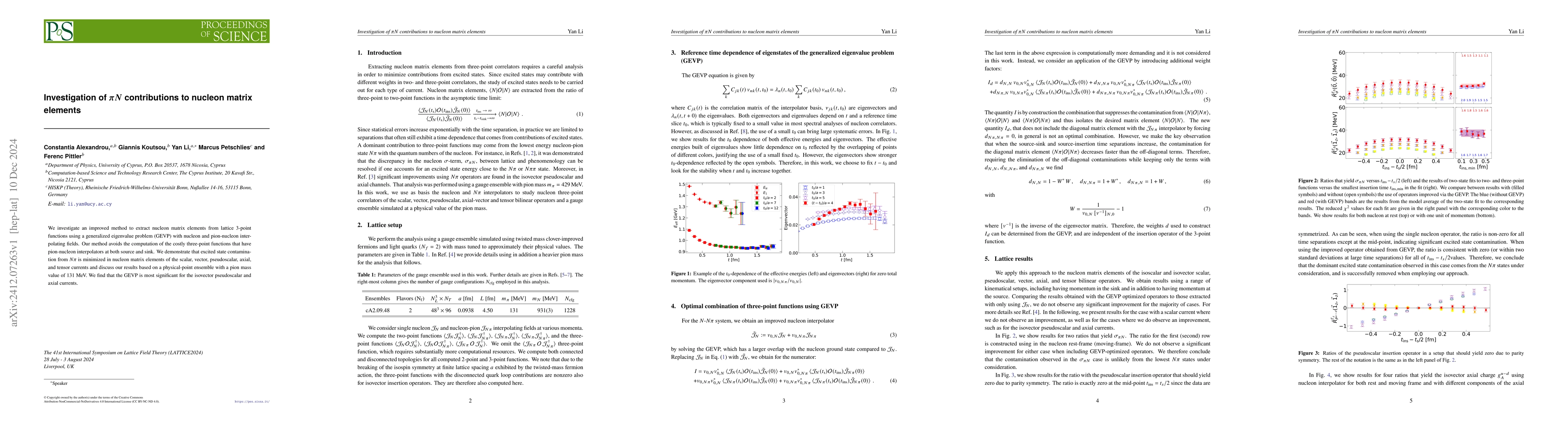 Thumbnail for Investigation of $πN$ contributions to nucleon matrix elements