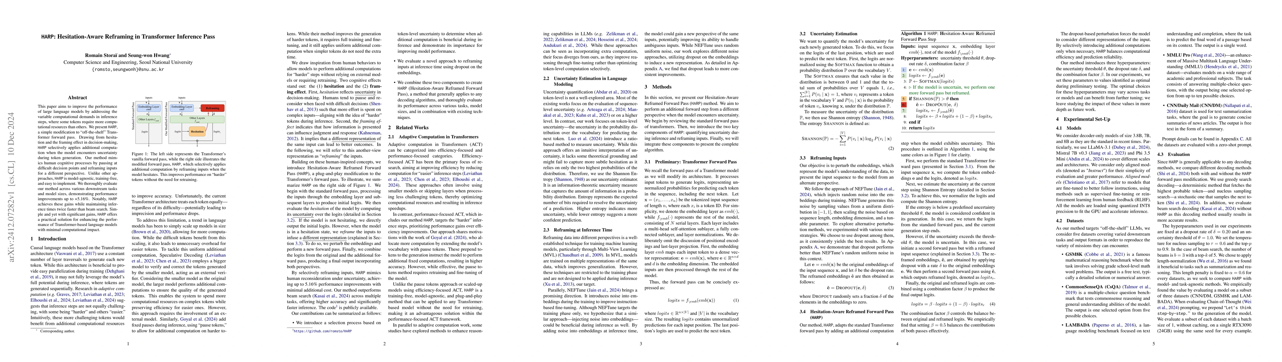 Thumbnail for HARP: Hesitation-Aware Reframing in Transformer Inference Pass