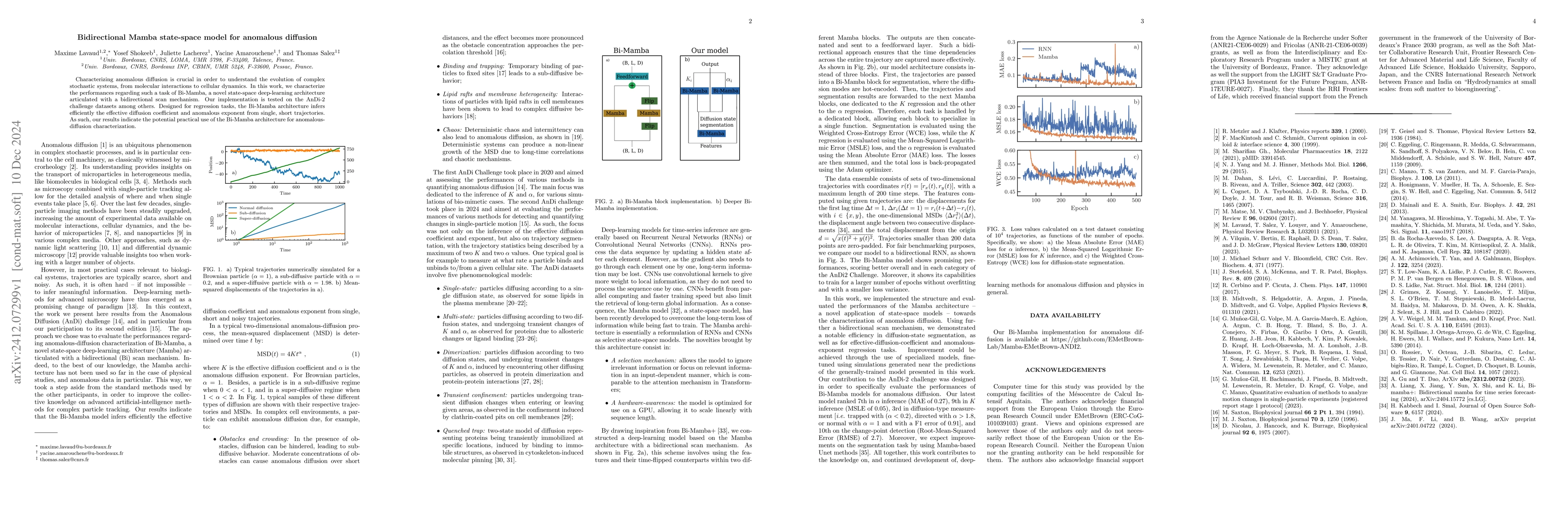 Thumbnail for Bidirectional Mamba state-space model for anomalous diffusion