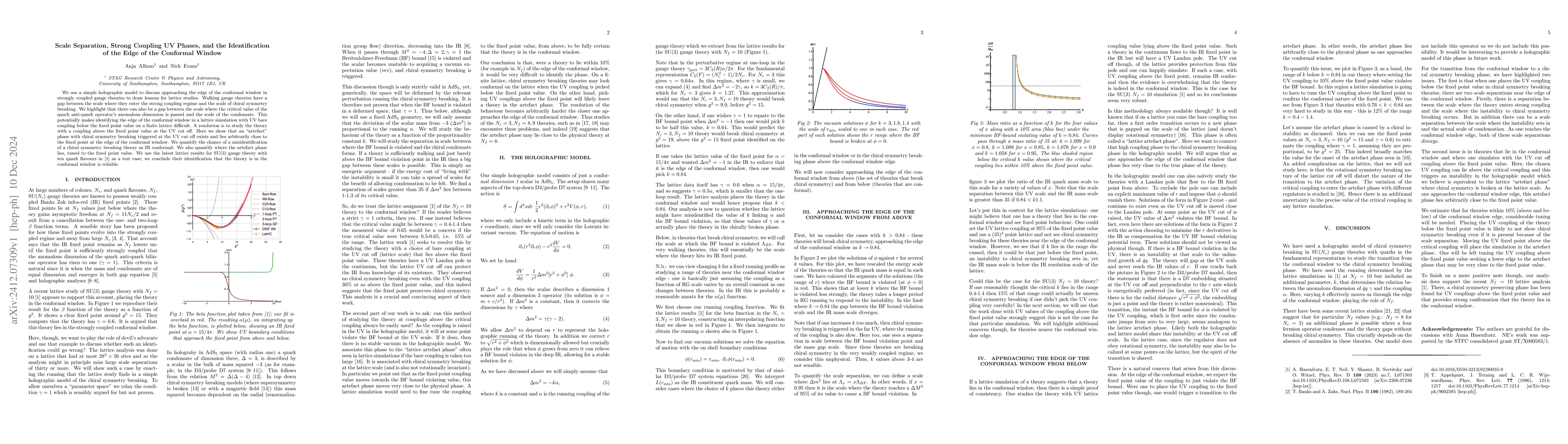 Thumbnail for Scale Separation, Strong Coupling UV Phases, and the Identification of
  the Edge of the Conformal Window