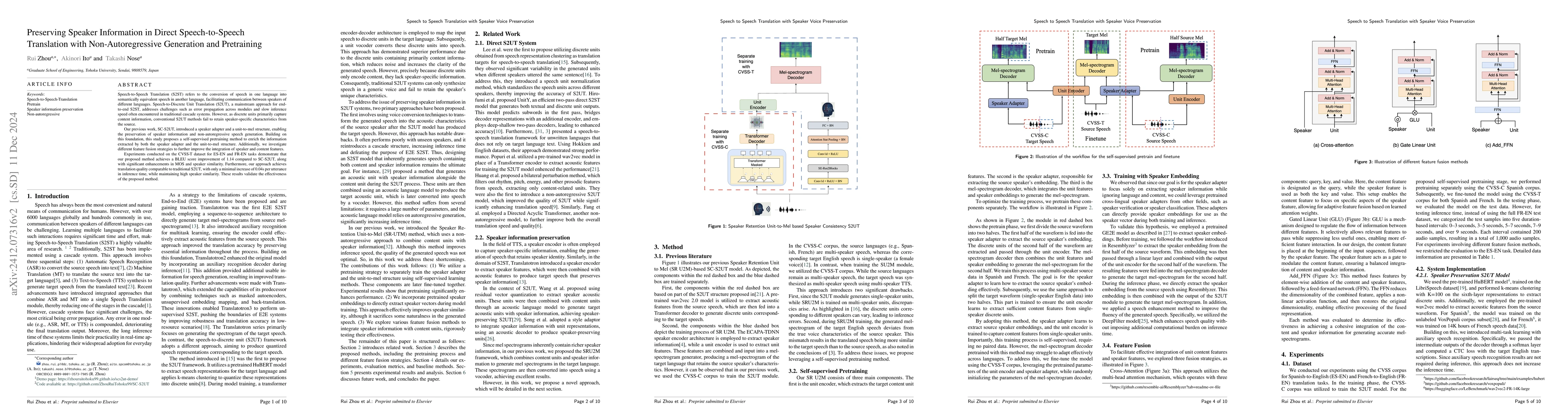Thumbnail for Preserving Speaker Information in Direct Speech-to-Speech Translation
  with Non-Autoregressive Generation and Pretraining