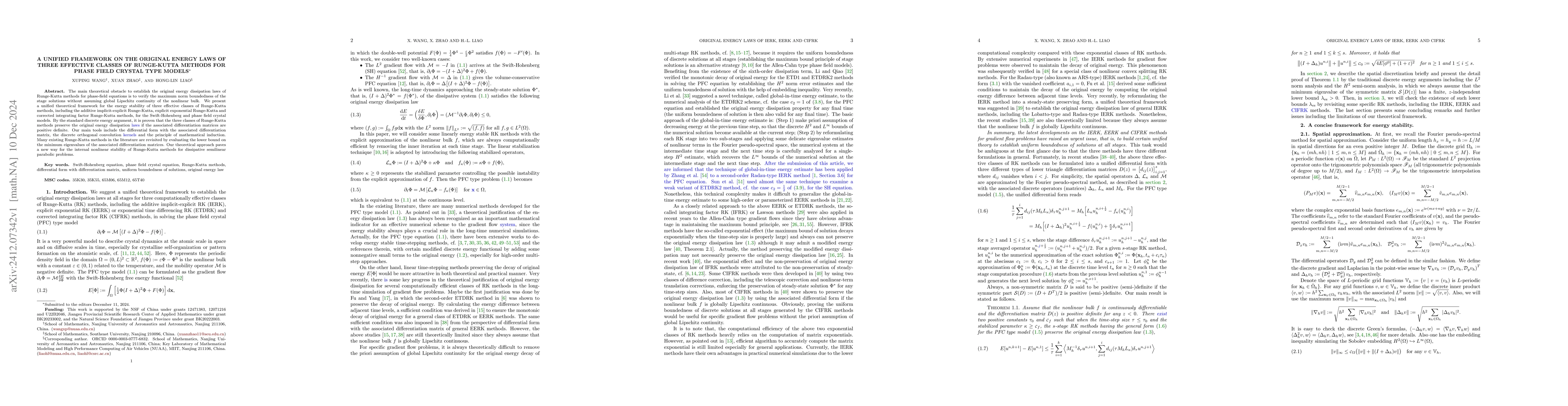 Thumbnail for A unified framework on the original energy laws of three effective
  classes of Runge-Kutta methods for phase field crystal type models