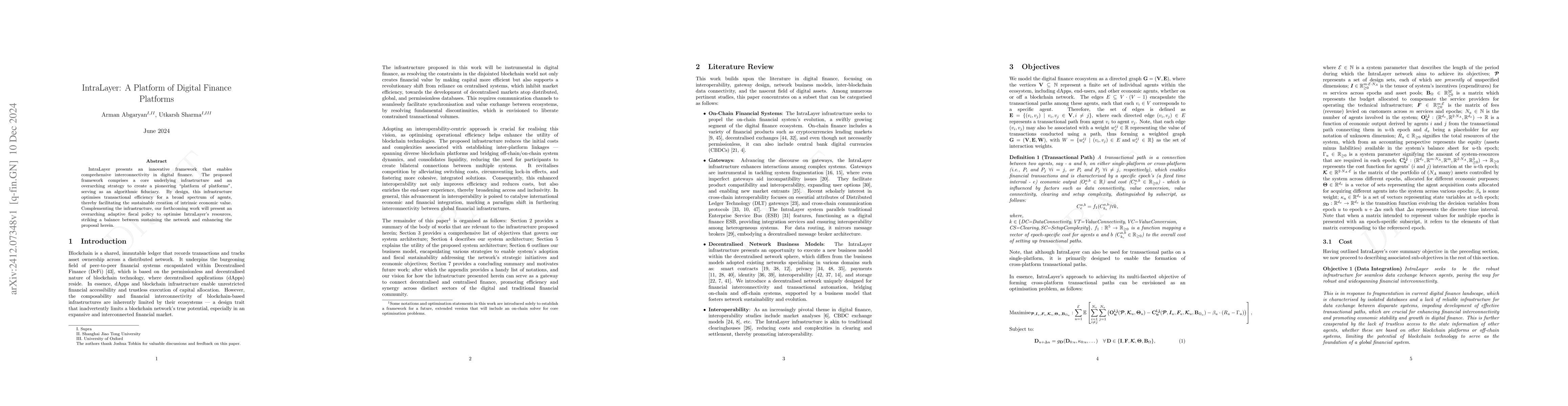 Thumbnail for IntraLayer: A Platform of Digital Finance Platforms
