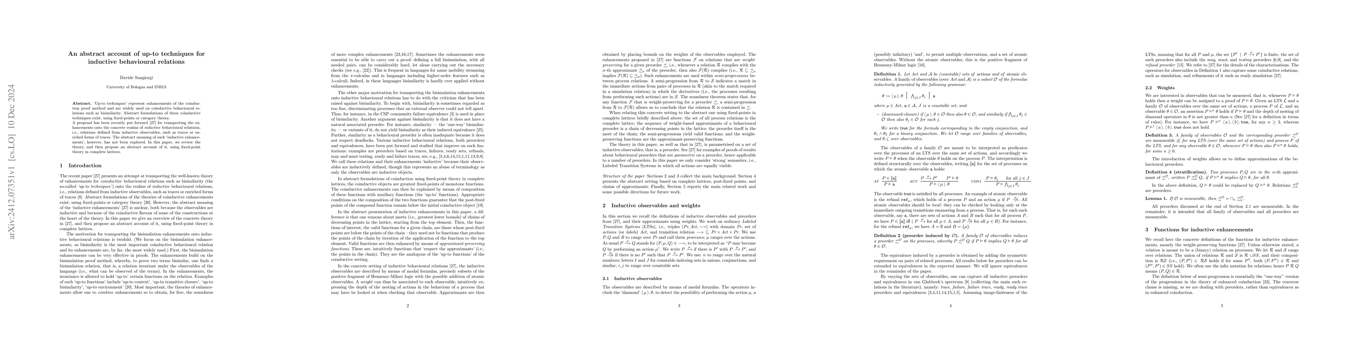 Thumbnail for An Abstract Account of Up-to Techniques for Inductive Behavioural
  Relations