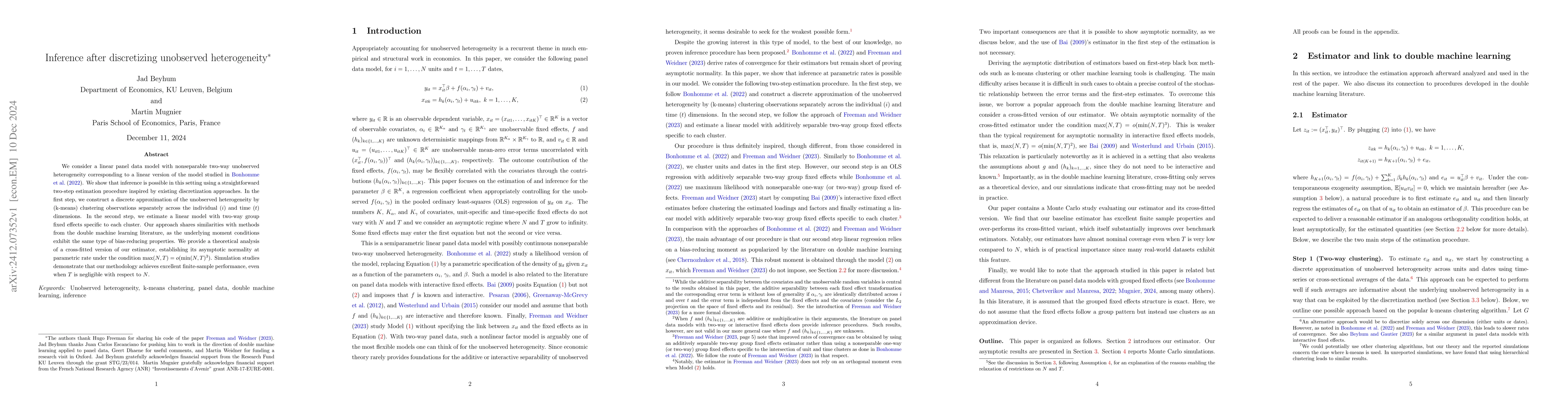 Thumbnail for Inference after discretizing unobserved heterogeneity
