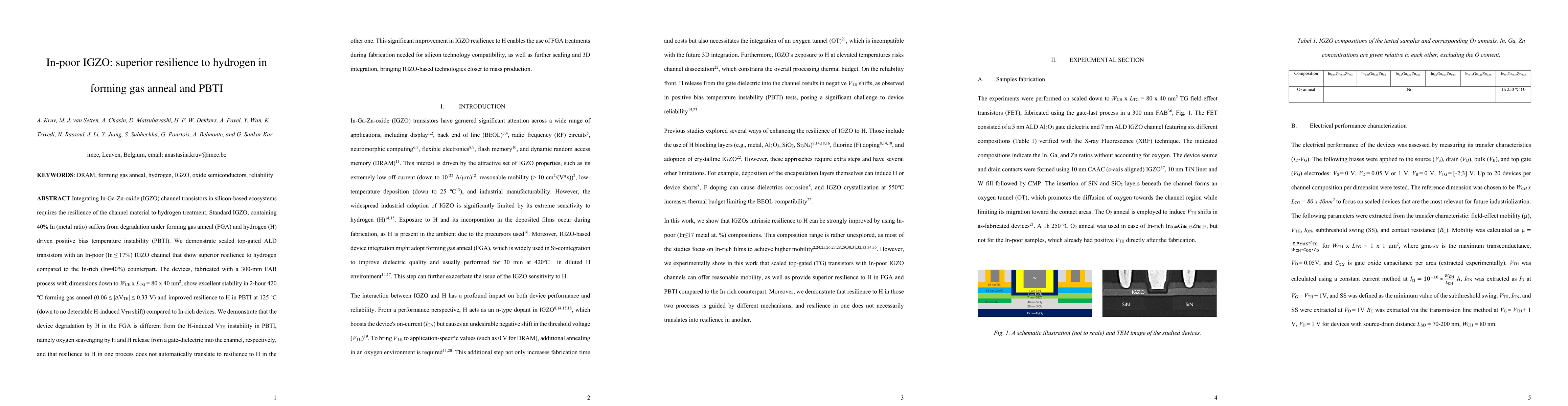 Thumbnail for In-poor IGZO: superior resilience to hydrogen in forming gas anneal and
  PBTI