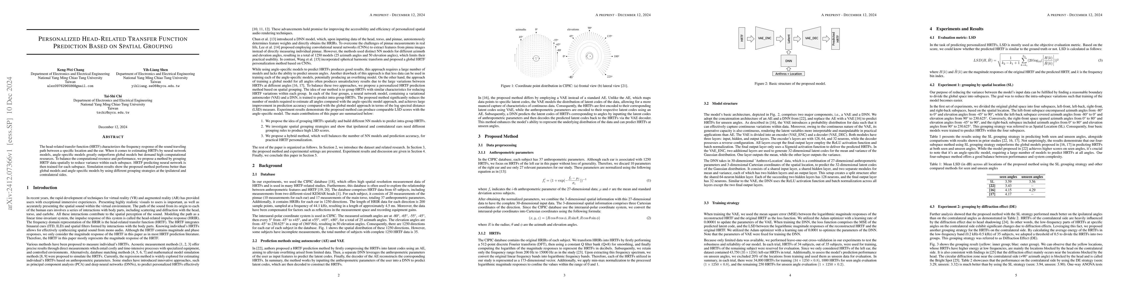 Thumbnail for Personalized Head-Related Transfer Function Prediction Based on Spatial
  Grouping