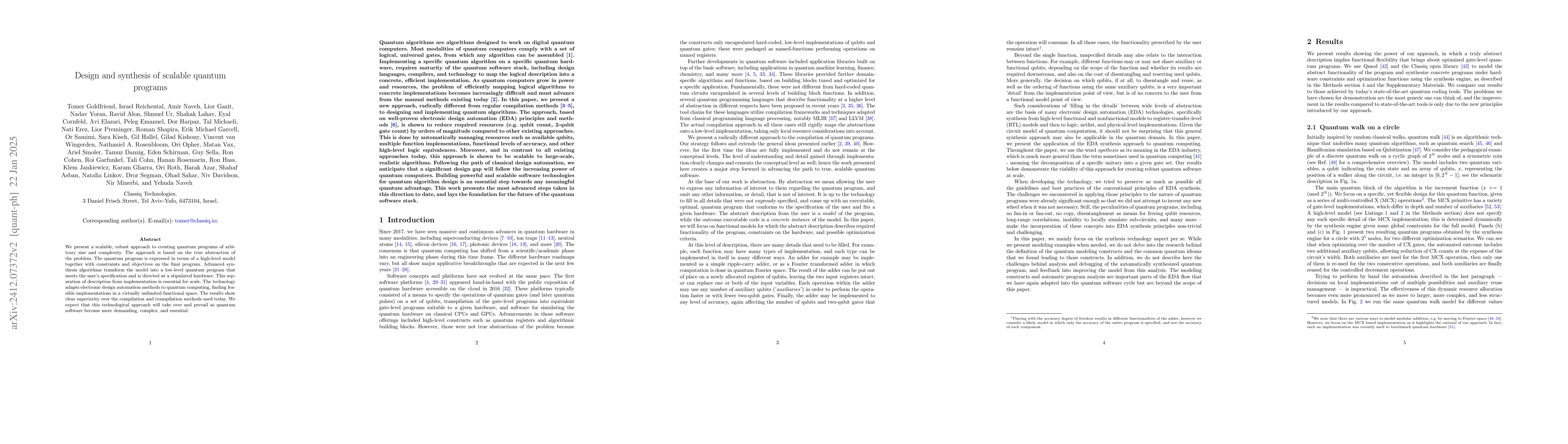 Thumbnail for Design and synthesis of scalable quantum programs