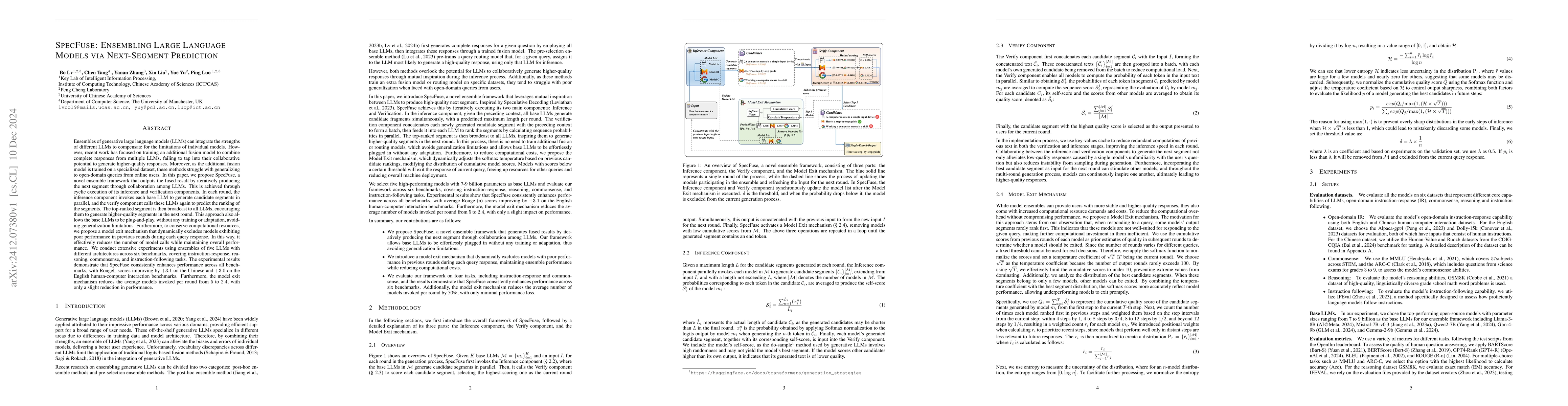 Thumbnail for SpecFuse: Ensembling Large Language Models via Next-Segment Prediction
