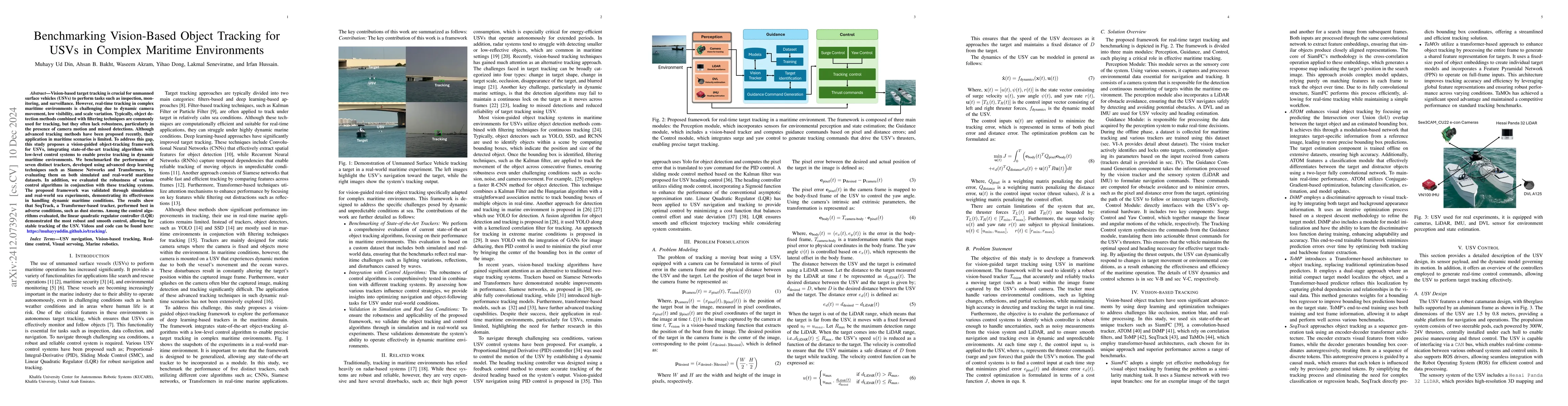Thumbnail for Benchmarking Vision-Based Object Tracking for USVs in Complex Maritime
  Environments