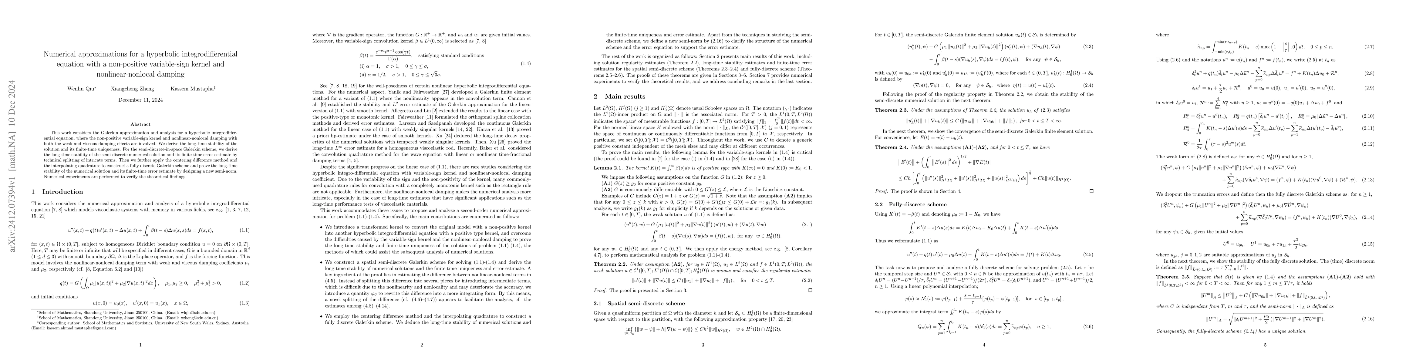 Thumbnail for Numerical approximations for a hyperbolic integrodifferential equation
  with a non-positive variable-sign kernel and nonlinear-nonlocal damping