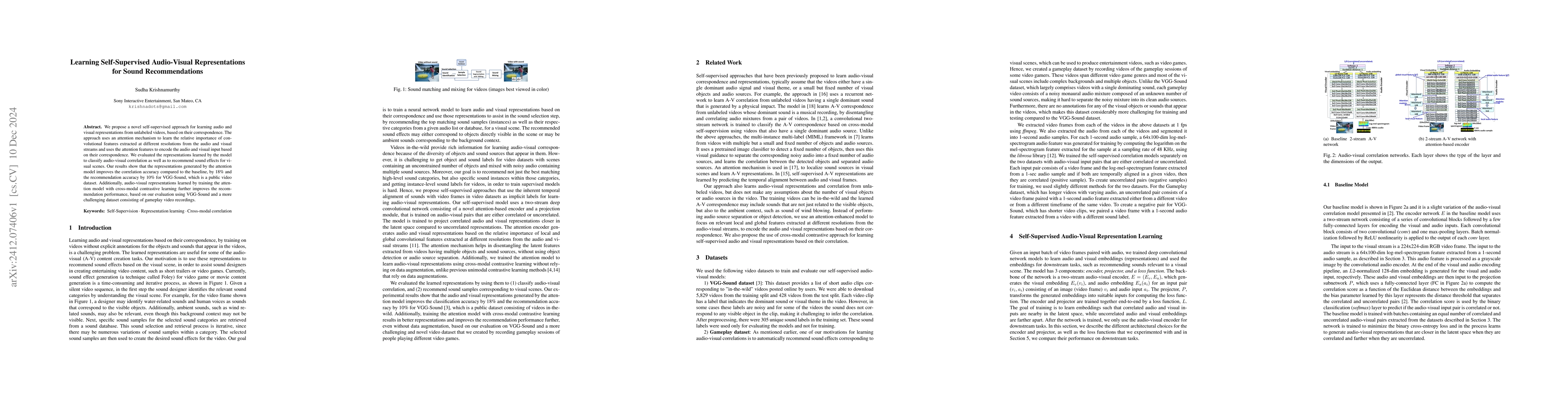 Thumbnail for Learning Self-Supervised Audio-Visual Representations for Sound
  Recommendations
