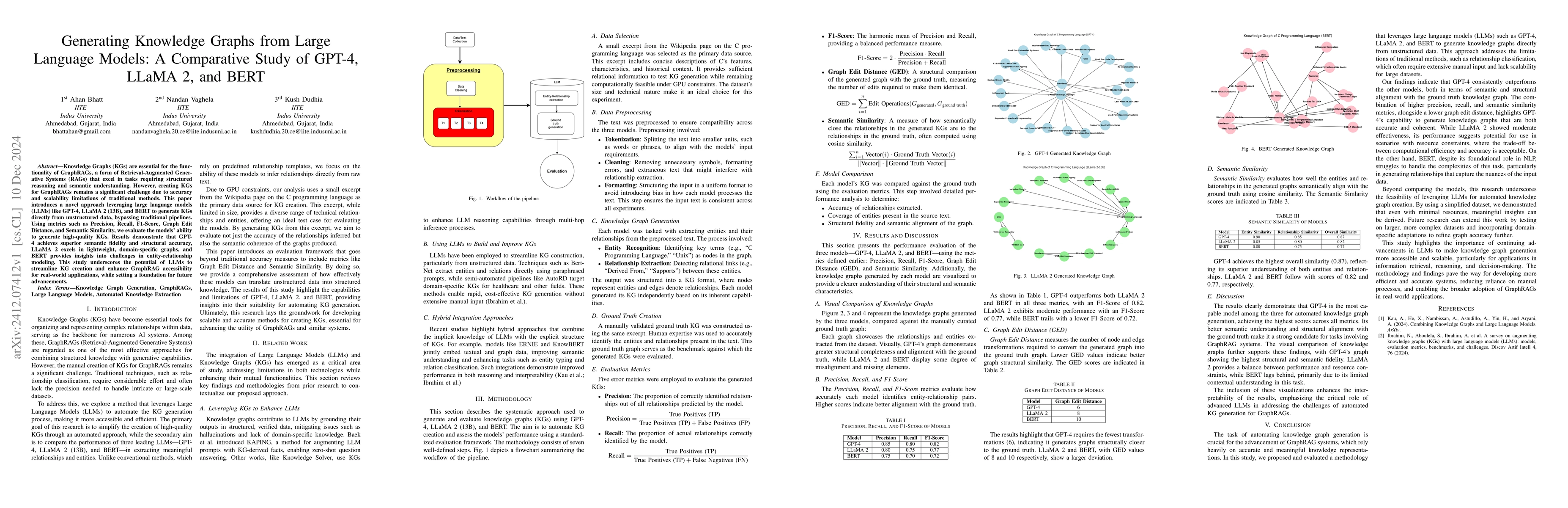 Thumbnail for Generating Knowledge Graphs from Large Language Models: A Comparative
  Study of GPT-4, LLaMA 2, and BERT