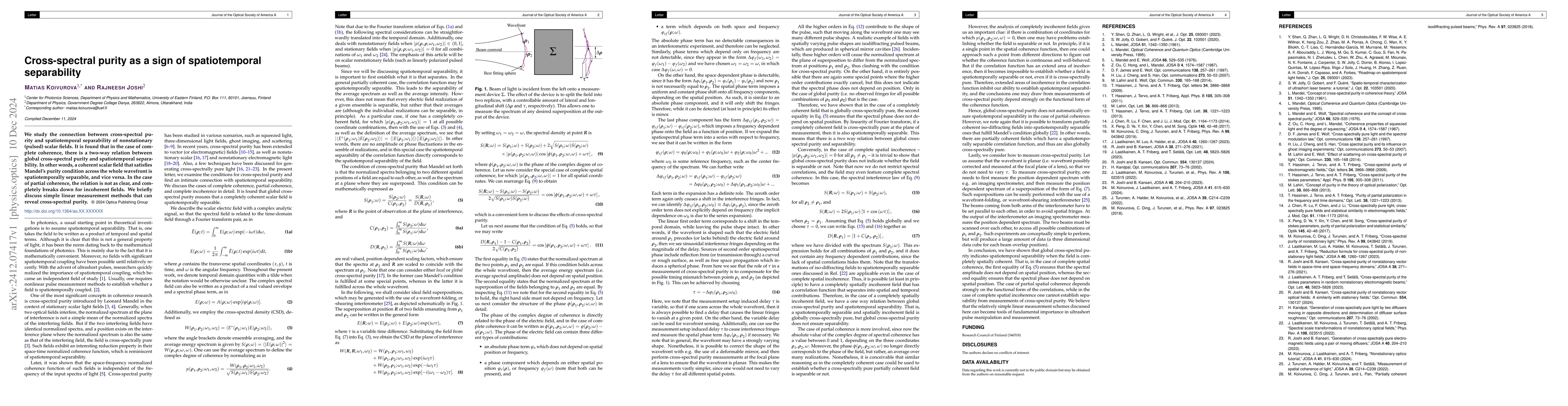 Thumbnail for Cross-spectral purity as a sign of spatiotemporal separability